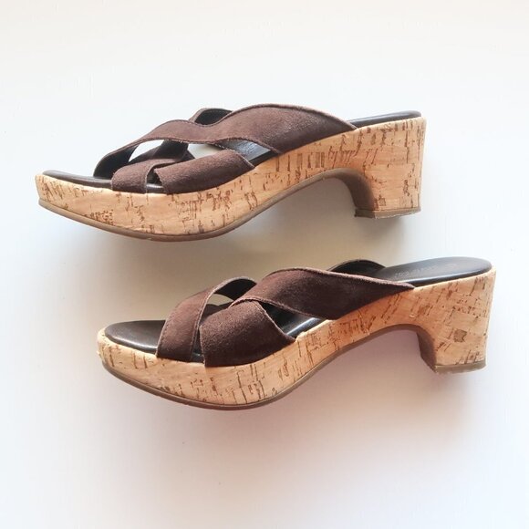 Cordani Brown Suede Slip On Cork Platform Mules / Clogs Heels / Sandals / Shoes - Picture 9 of 16